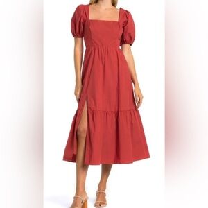 Astr Terracotta Smocked Dress